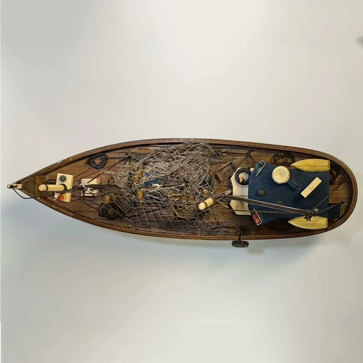 45cm retro antigo design barco de pesca modelo artesanal estrutura de madeira barco de pesca modelo rtr menino brinquedo presente ornamentos