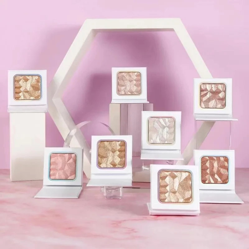 Logo personalizzato Evidenziatore Custodia per ombretti Bronzer viso Tavolozza brillante Trucco Glow Contorno viso Cosmetici in polvere luccicante