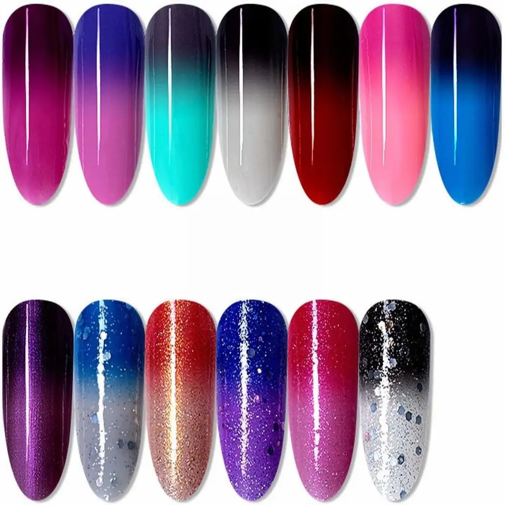 Gel Nail Polish Color Changing Nail Polish 7ml Quick Dry Nail Art Manicure Glitter False Nail Oily Mood Nail Polish Home Salon