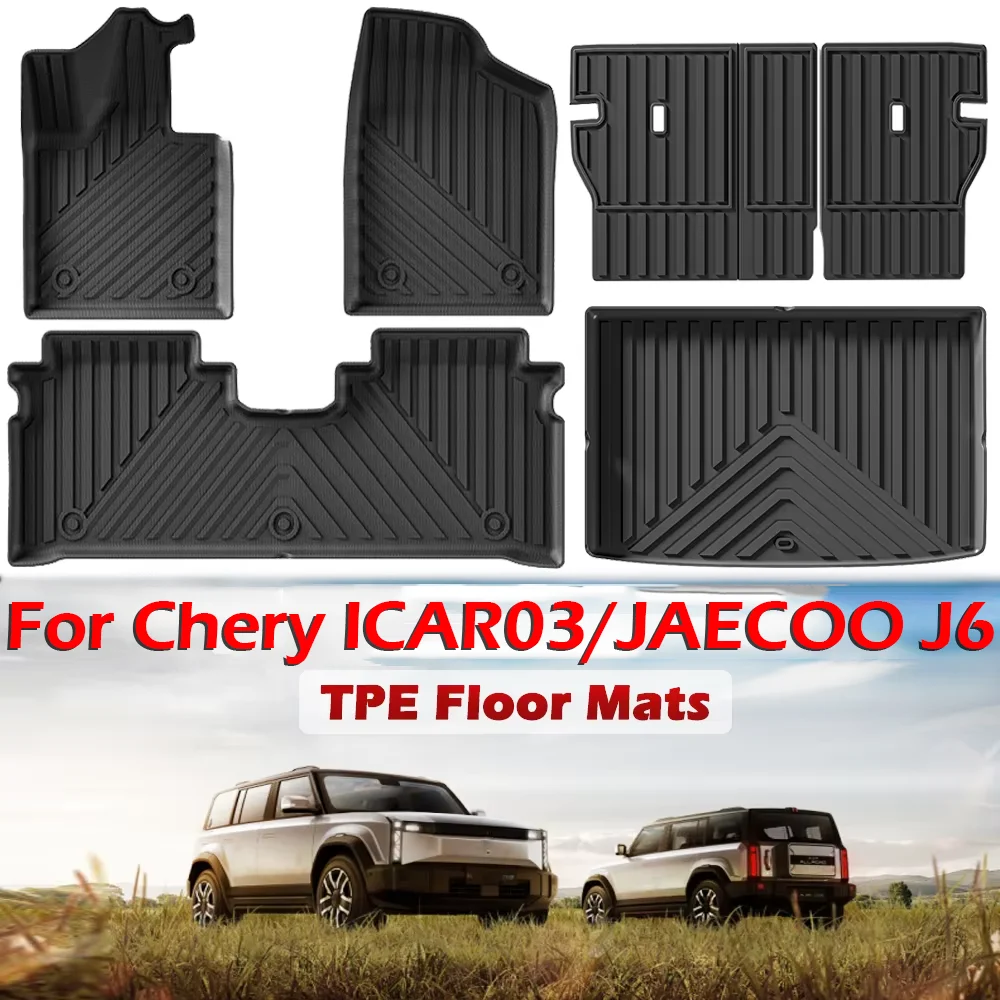 

For Chery ICAR 03/JAECOO J6 2024 2025 TPE Floor Mats,All-Weather Protection Floor Liners 1st 2nd Rows and Trunk Car Mats