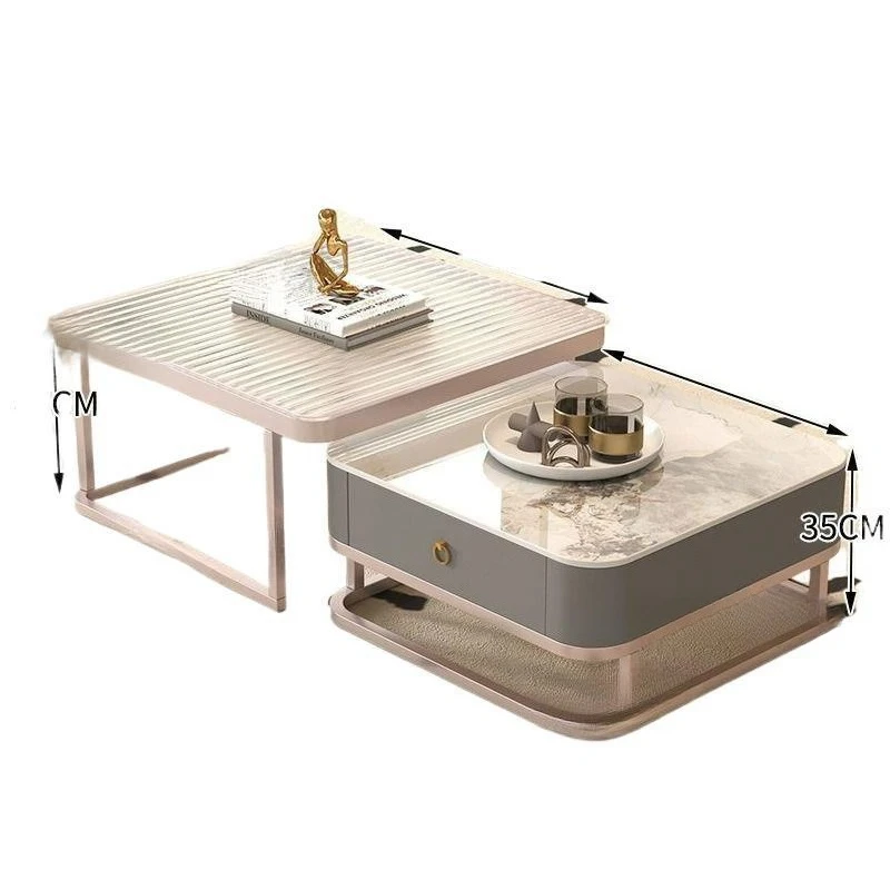 

Coffee table household living room small apartment rock slab simple modern cream style advanced niche storage retractable coffee