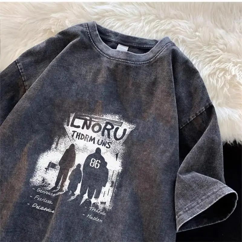 Man Vintage Oversized Old Short Sleeve Shirt Graphic T Shirt Women Hip Hop  Streetwear Women Harajuku T-shirt Clothes Loose Tee