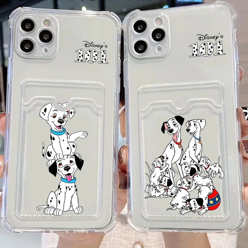 Disney Spotted Dog Cute For iPhone 15 14 13 12 11 XS XR X 8 7 Pro Max Plus Mini Photo Card Bag Transparent Back Phone Case