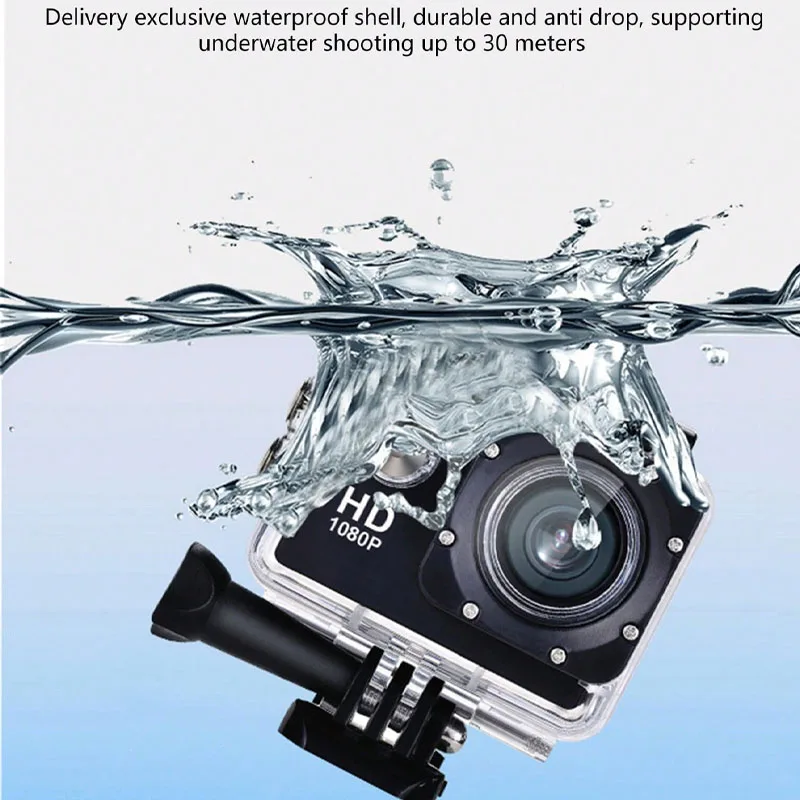 Outdoor Sports Camera,waterproof Diving Bike Recorder,DV Panoramic 2 Inch Screen Car Recorder,HD Mini Multi-function Camera