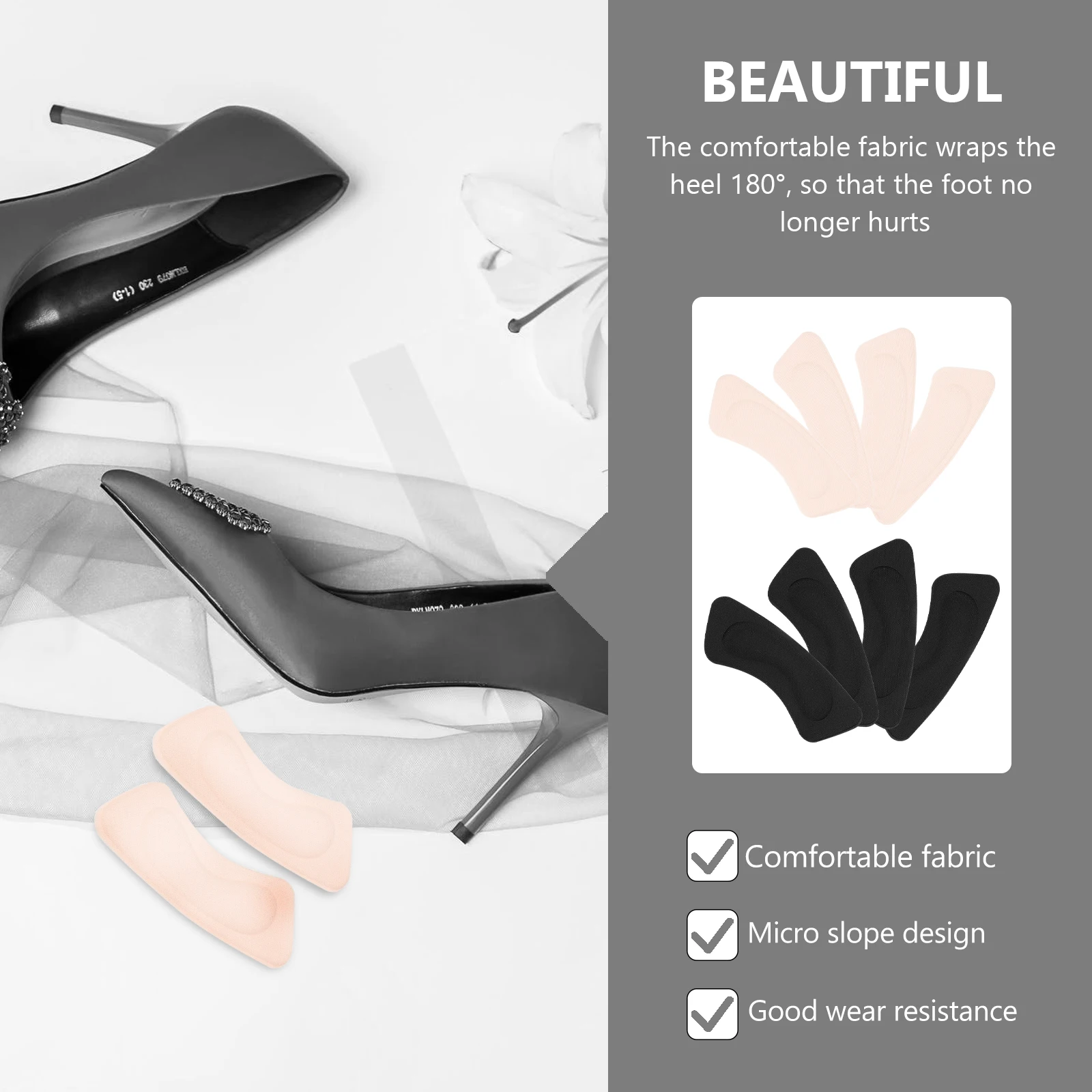 

8pcs Cushion Pads Anti-Slip Foot Protectors High Heel Shoe Patches Non-Slip Shock Absorbing Heel Inserts For Comfort Walking