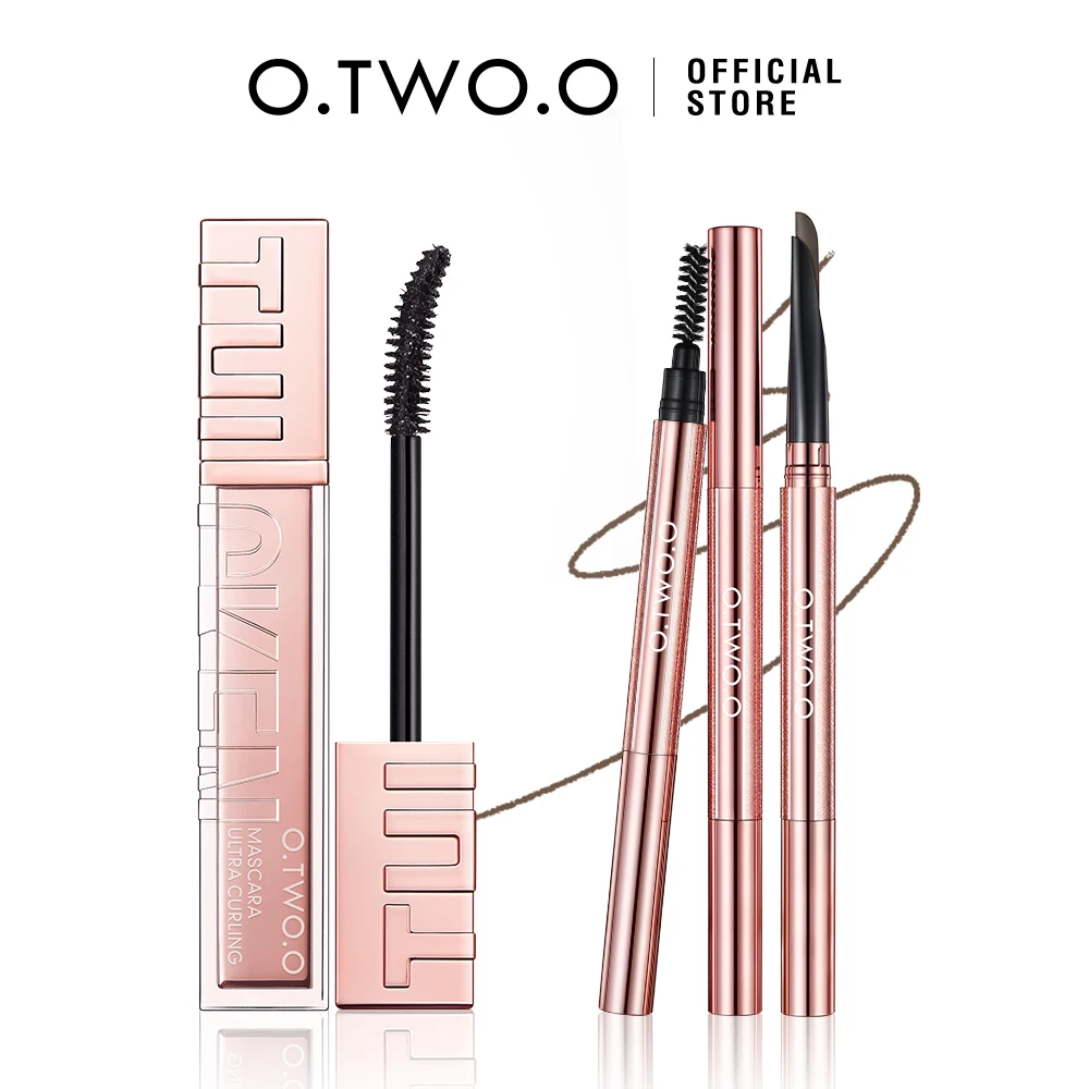 O.TWO.O 2PCS Eye Makeup Set 5D Mascara Eyelash Extension Volumizing Eyebrow Pencil Waterproof Long-Lasting Eye Cosmetics