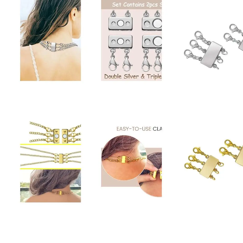  2/3 Strands Lock Clasp Multi Strands Lock Necklaces Bracelet Connectors for Layered Necklace Bracelet Jewelry Craft
