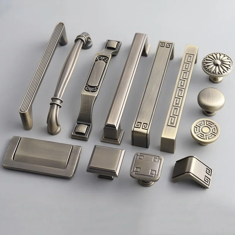 Bronze Drawer Bookcase Wine Cabinet Cupboard Closet Door Pulls Antique Zinc Alloy Furniture Kitchen Drawer Handles Dresse Knobs