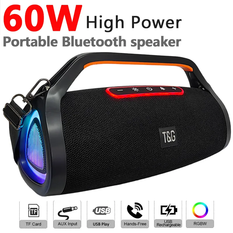 

60W High Power Bluetooth Speaker Waterproof Portable Column For PC Computer Speakers Subwoofer Music Center caixa de som TG417