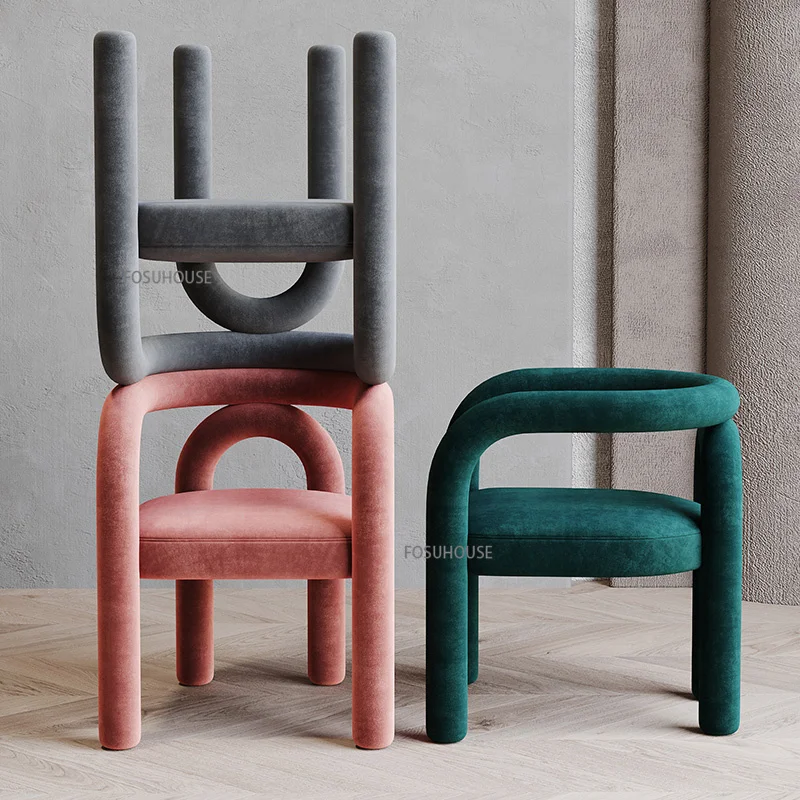 Nordic Furniture Light Luxury Designer Hotel Restaurant Chair Modern Dining Chair for Kitchen Manicure Stool Backrest Armchair