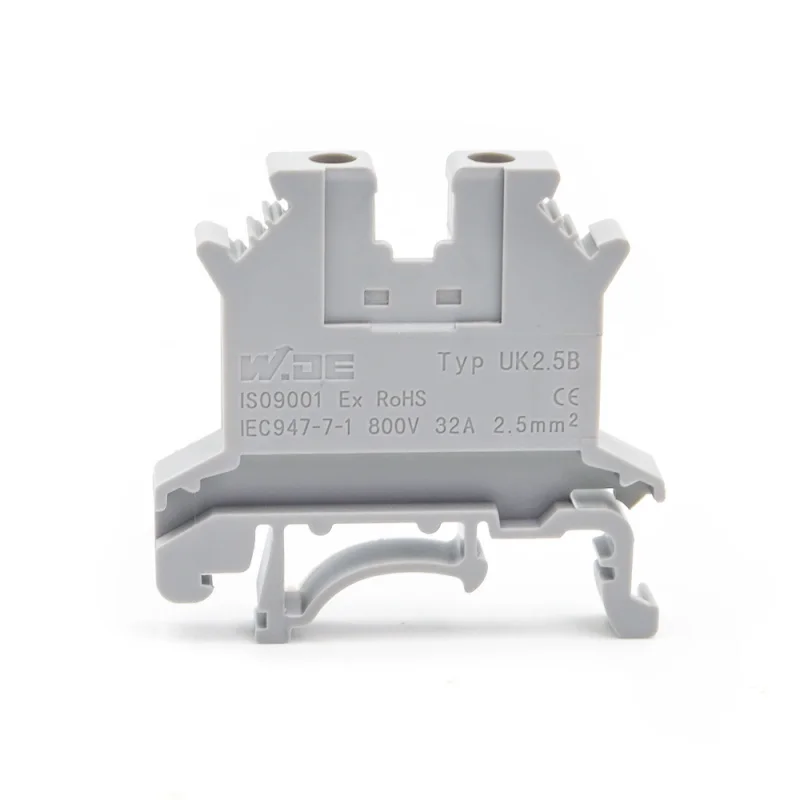 100Pcs UK2.5B DIN Rail Combination Terminal, 2.5mm² Copper Fireproof Quick Connect