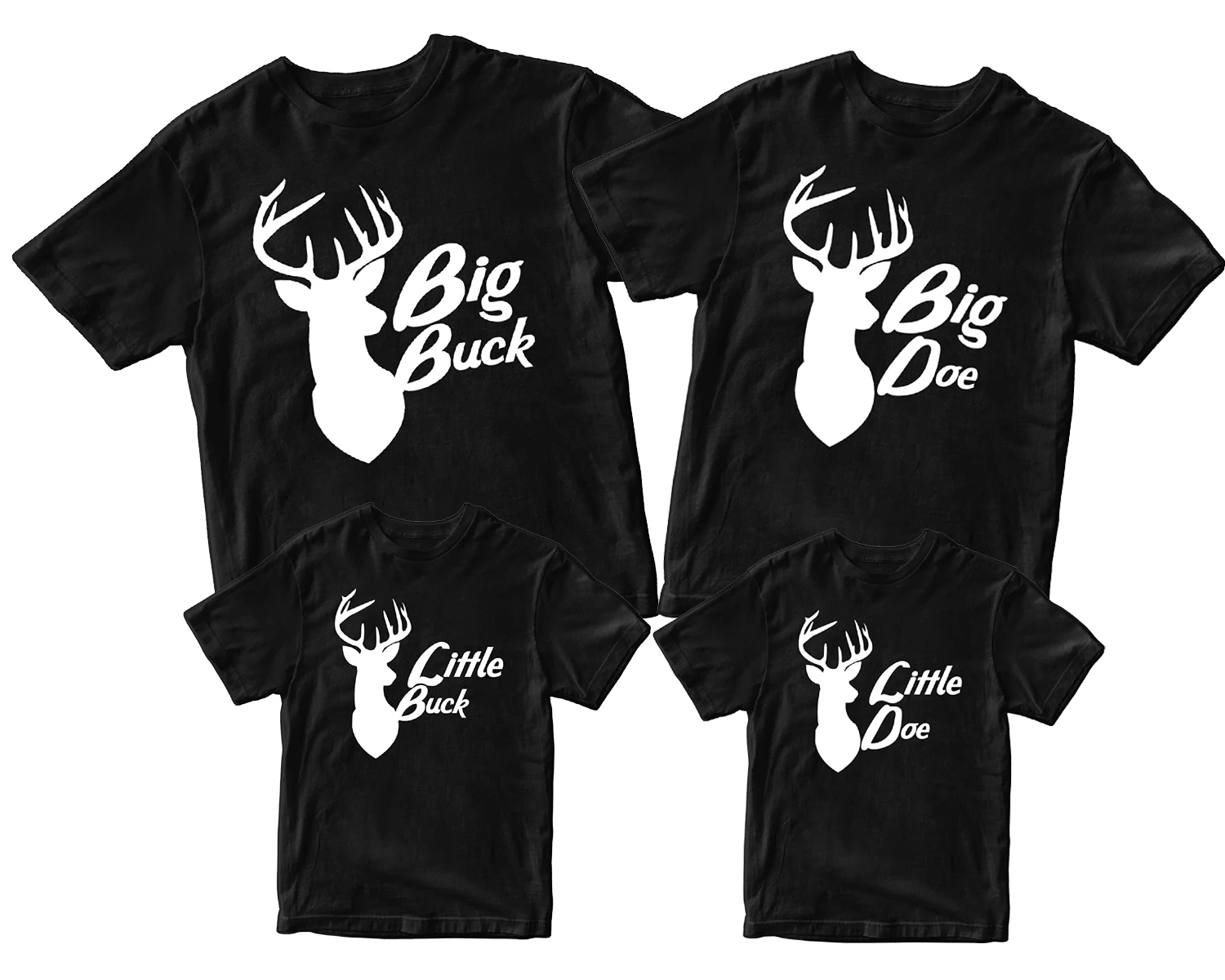 

Big Buck/Little Buck/Big Doe/Little Doe T-Shirt Family Matching Outfits Dad Mom and Kids Deer Silhouette T Shirt