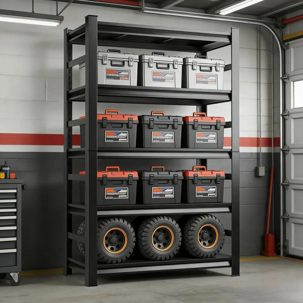 

Sturdy Metal Garage Shelving - 35.4W x 15.7D x 72H, Adjustable, Industrial Storage Rack, Black