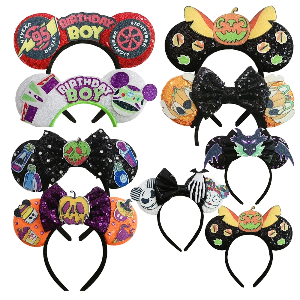 

New Hallowmas Mikcey Mouse Ear Headband Christmas festival party For Women Kids Hair Band Hair Accessories Sequins Bow Headwear
