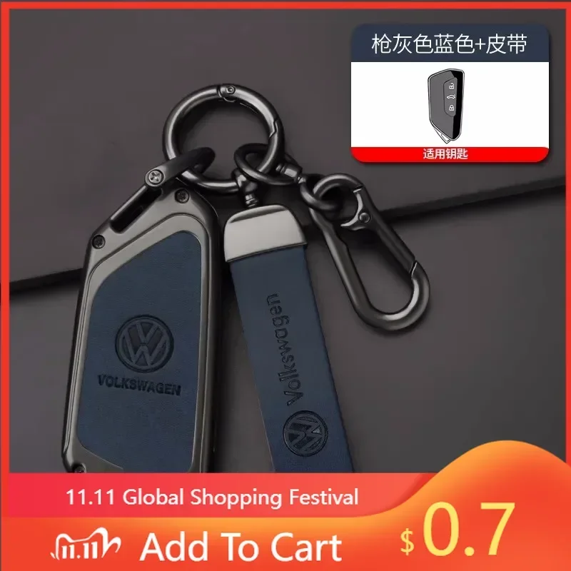 

Чехол-накладка из цинкового сплава и кожи для смарт-ключа VW Volkswagen ID.4, ID.3, Golf 8 2020, автомобильный брелок, аксессуар