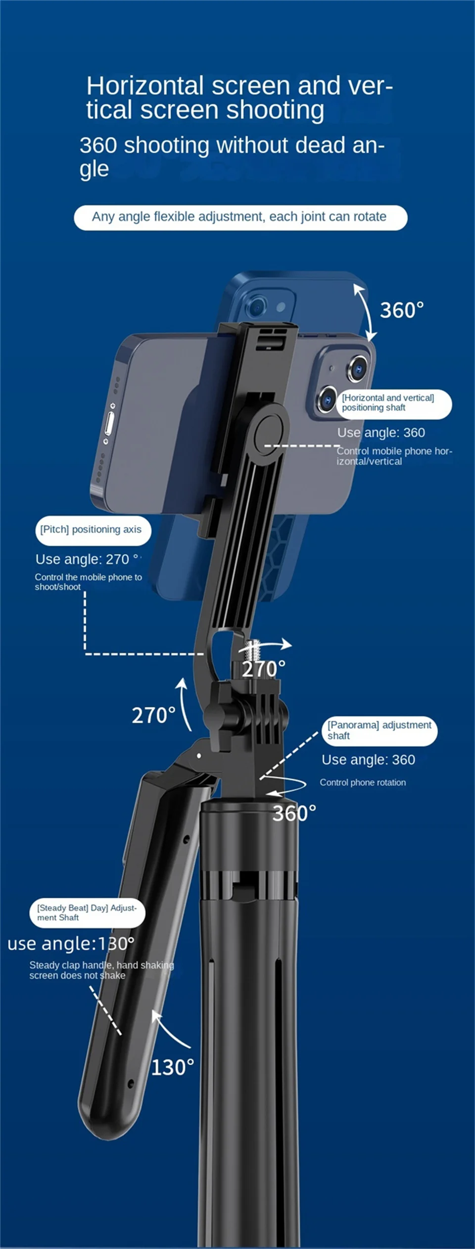 Description Picture 5 of itemWireless Selfie Stick with Bluetooth and lights Remote Portables Foldable Stand tripod for Vlog Shooting Record for Smartphone
