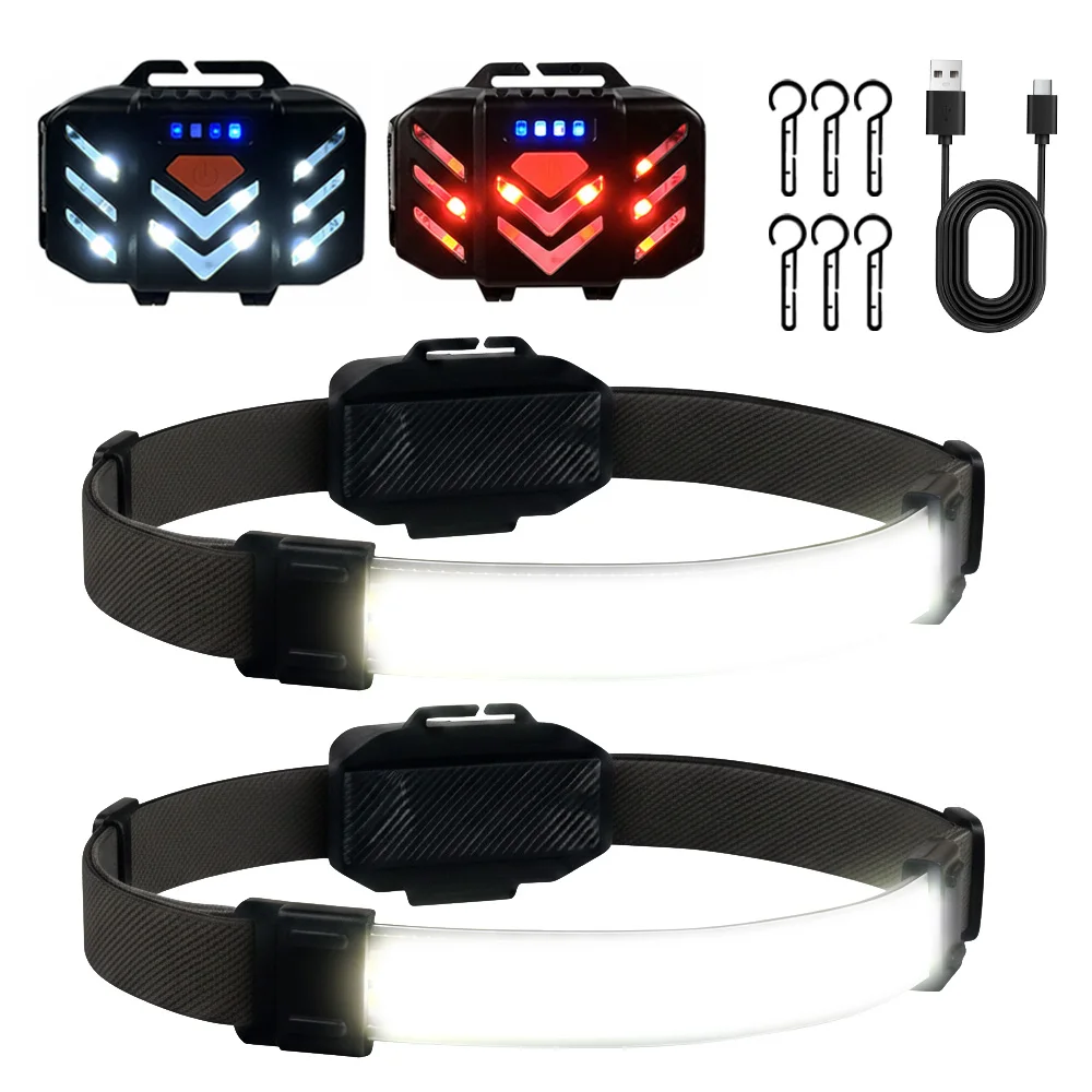 

Wide Beam LED Headlamp with Tailight for Safety Helmet Rechargeable Headlamps Flashlight Headlight Hard Hat Accessories New
