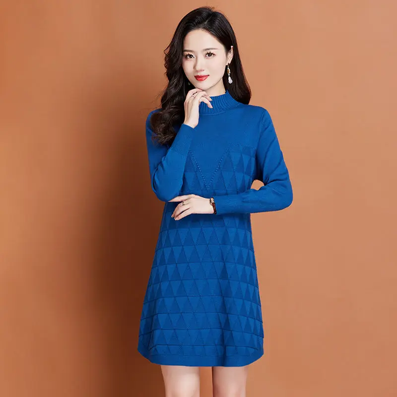 

Autumn Long Sleeve Pullover Base Shirt Women's Loose Top Simple Versatile Style Full Sleeve V-Neck Turtleneck Sweater M102