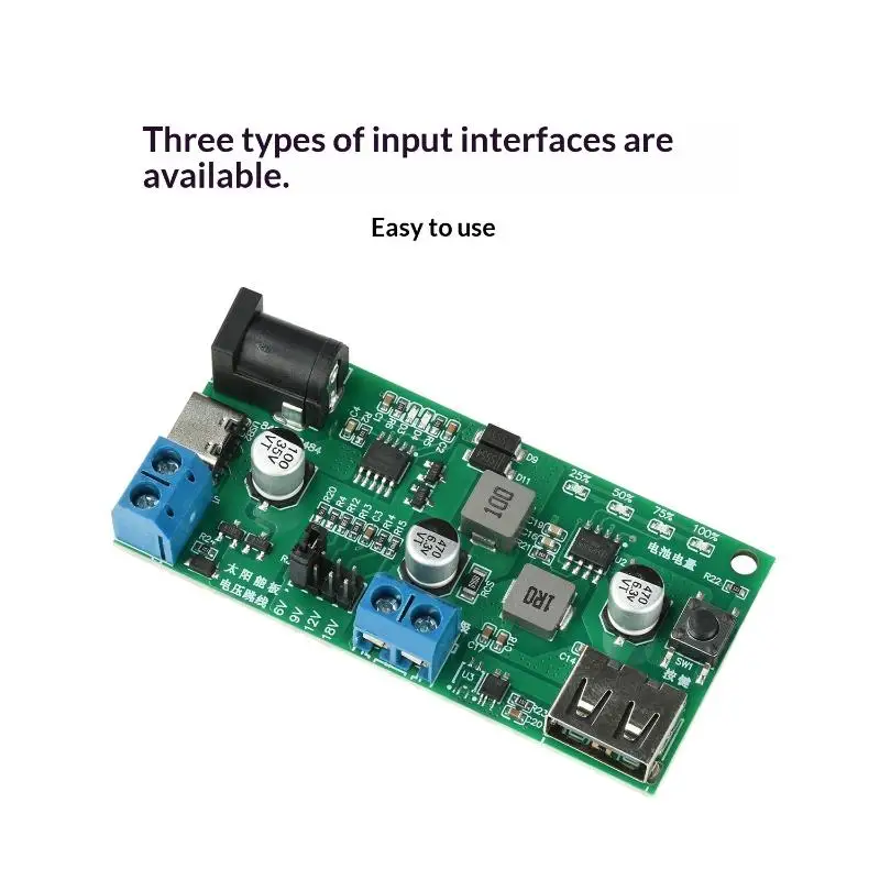 1Pcs MPPT Solar Charger Control Board DC5-18V 2.5A Solar Panel Regulator Module Type-C DC5V USB For 3.7V 18650 Lithium Battery view 4