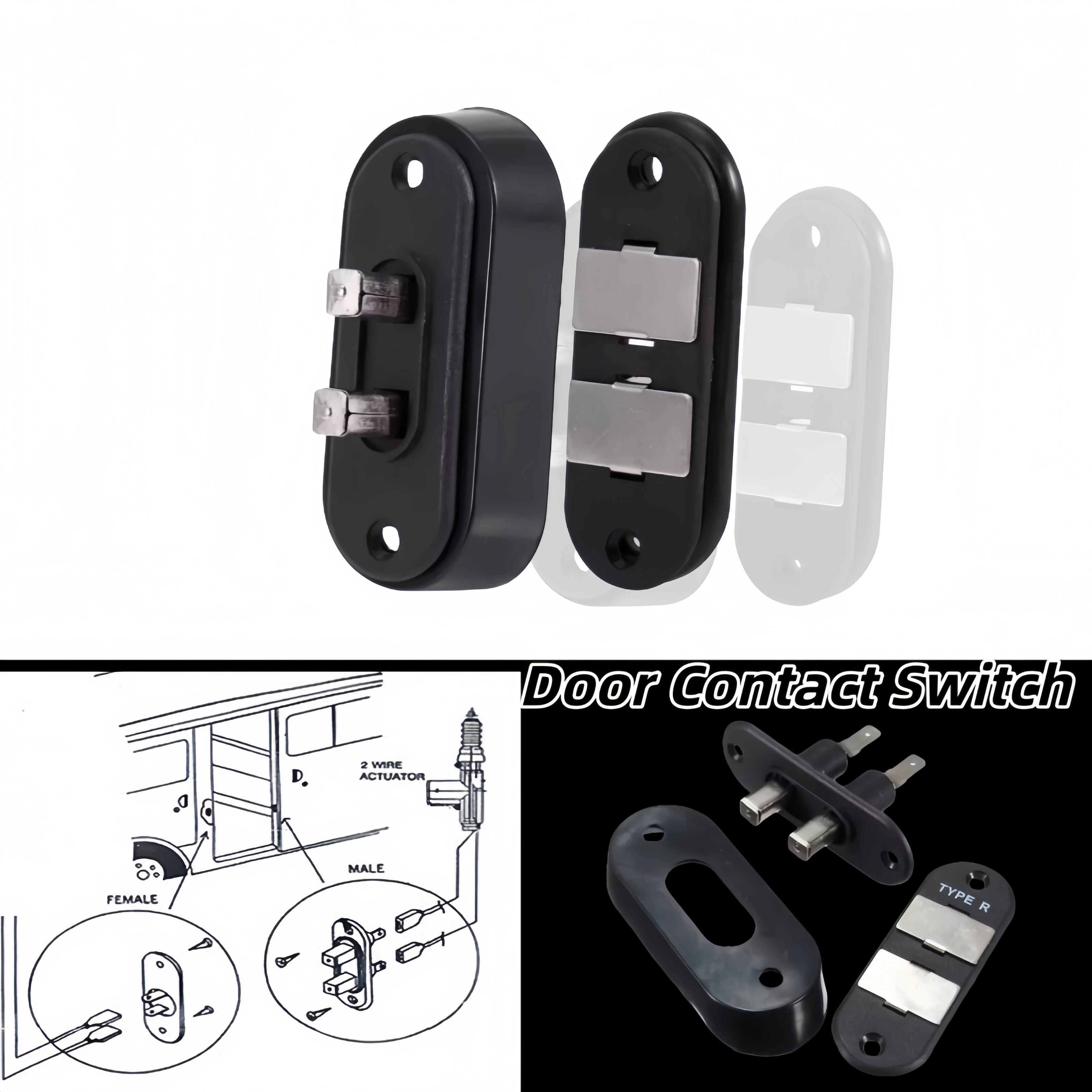 Universal Car Sliding Door Lock Contact Switch Electrode For Van Truck Auto Alarm Central Locking System Auto Door Sensor ﻿