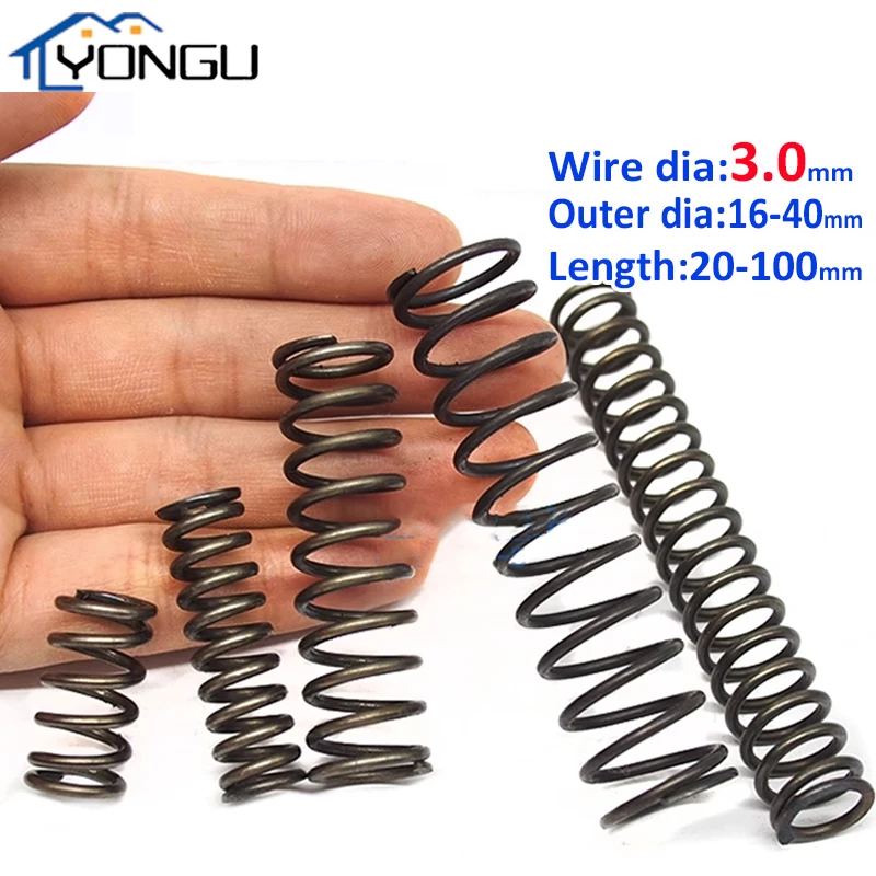 Steel Compression Spring Return Springs Steel Wire Diameter 3mm Outside Diameter 16~40mm Length 20-100mm