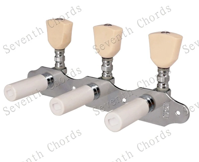 Ein Set Jadegrüne Trapezförmige Knöpfe 3R3L Chrom-Saitenstimmer Mechaniken für Klassische Gitarren Zubehörteile – Detail 11