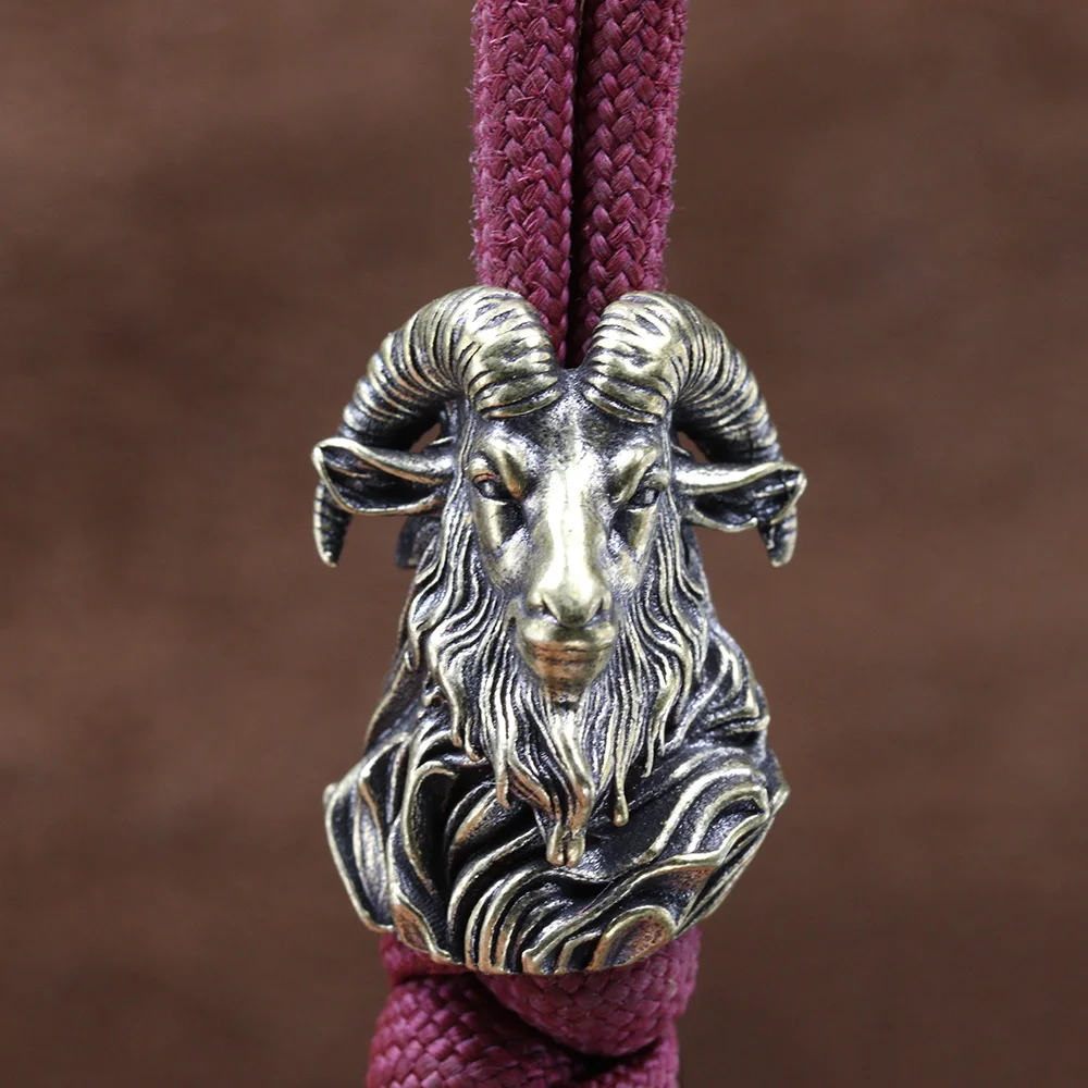 Orc Warrior Head Brass Knife Beads EDC DIY Paracord Woven Bracelet Lanyard Pendant Accessories Outdoor Tool Hanging Charms
