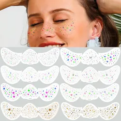 Waterproof Bronzing Freckle Tattoo Stickers for Women Moon Stars Butterfly Pattern Fake Freckle for Face Makeup Music Party Use