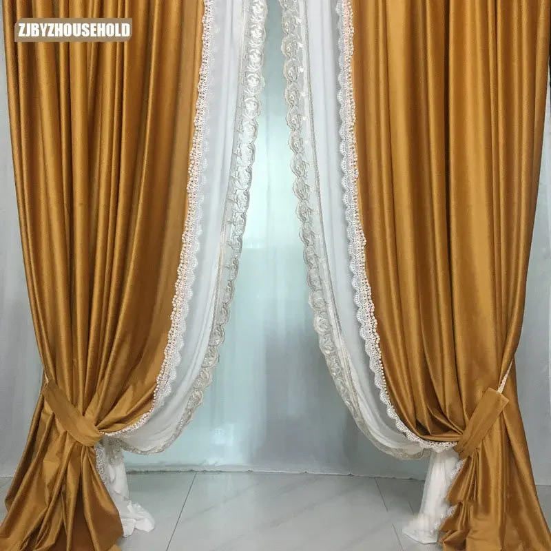 

Curtains for Living Dining Room Bedroom New Nordic Light Luxury Palace Style Velvet Blackout Curtain Cloth Shade Orange