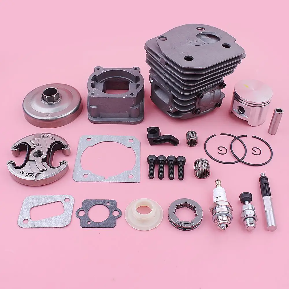 Kit de base de culata de 45 mm para Husqvarna 350 351 353 346XP 537253002   503 88 59 01 503980002   w Piñón de tambor de embrague de pistón