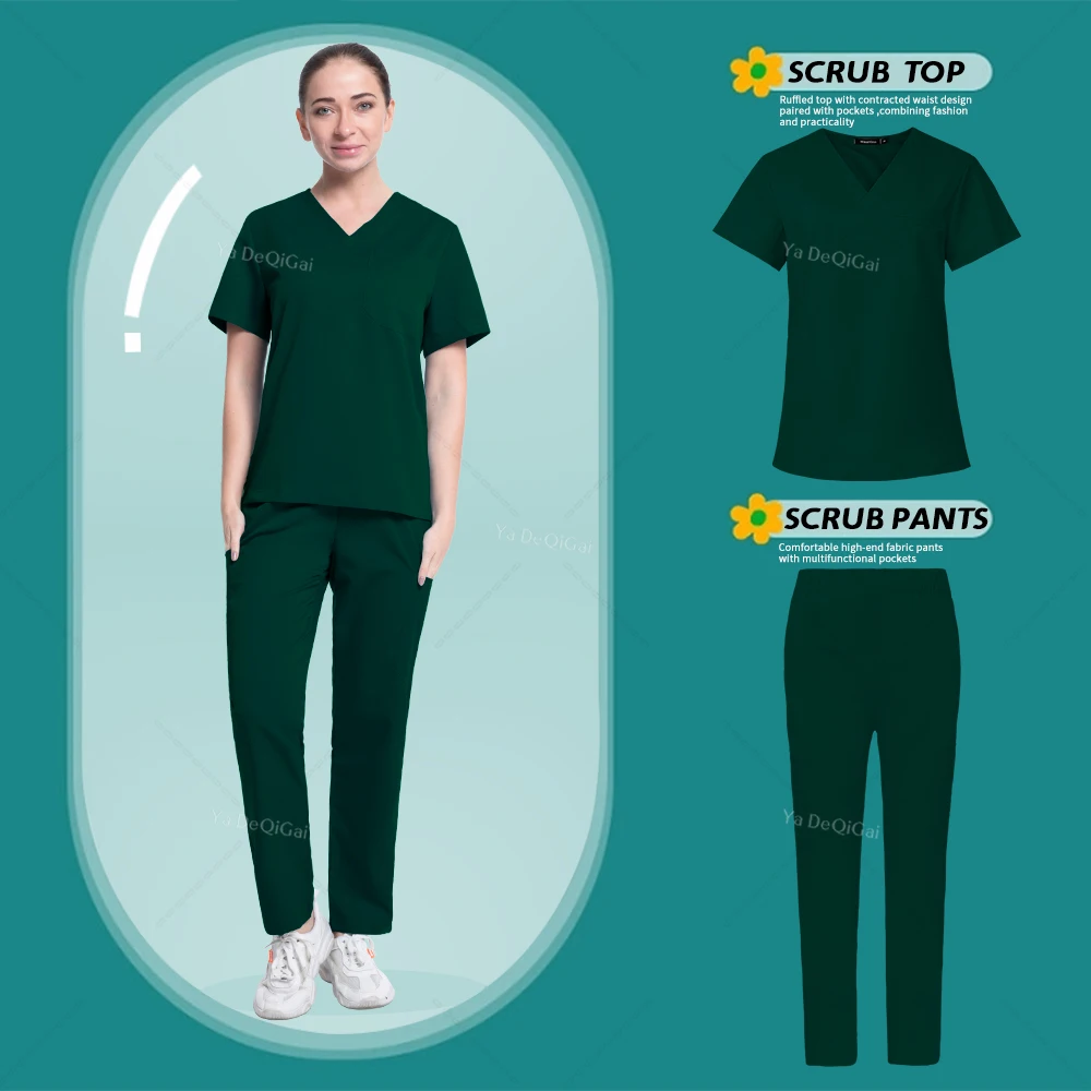 Nurse Uniforms Casual Heren Suits Medical Scrubs Blouse Broek Korte Mouw T-Shirt Joggingbroek Dokter Tandarts Overalls