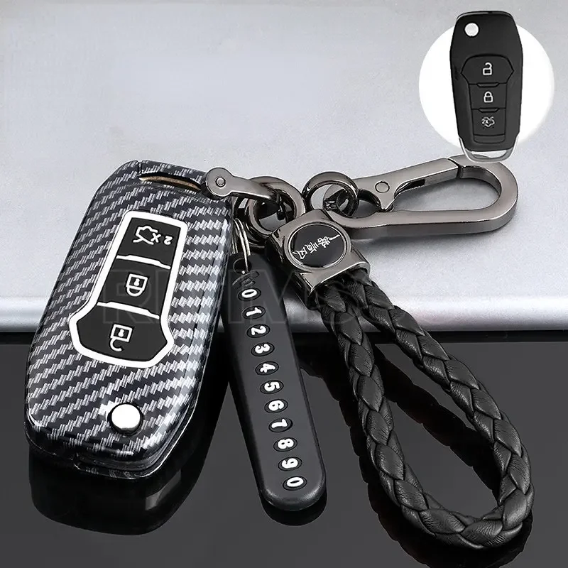 

Carbon Filp Car Remote Key Case Cover for Ford Figo 2017 Mondeo 5 Ecosport Fiesta Mk8 Everest Ranger Fusion Kuga Escort F150