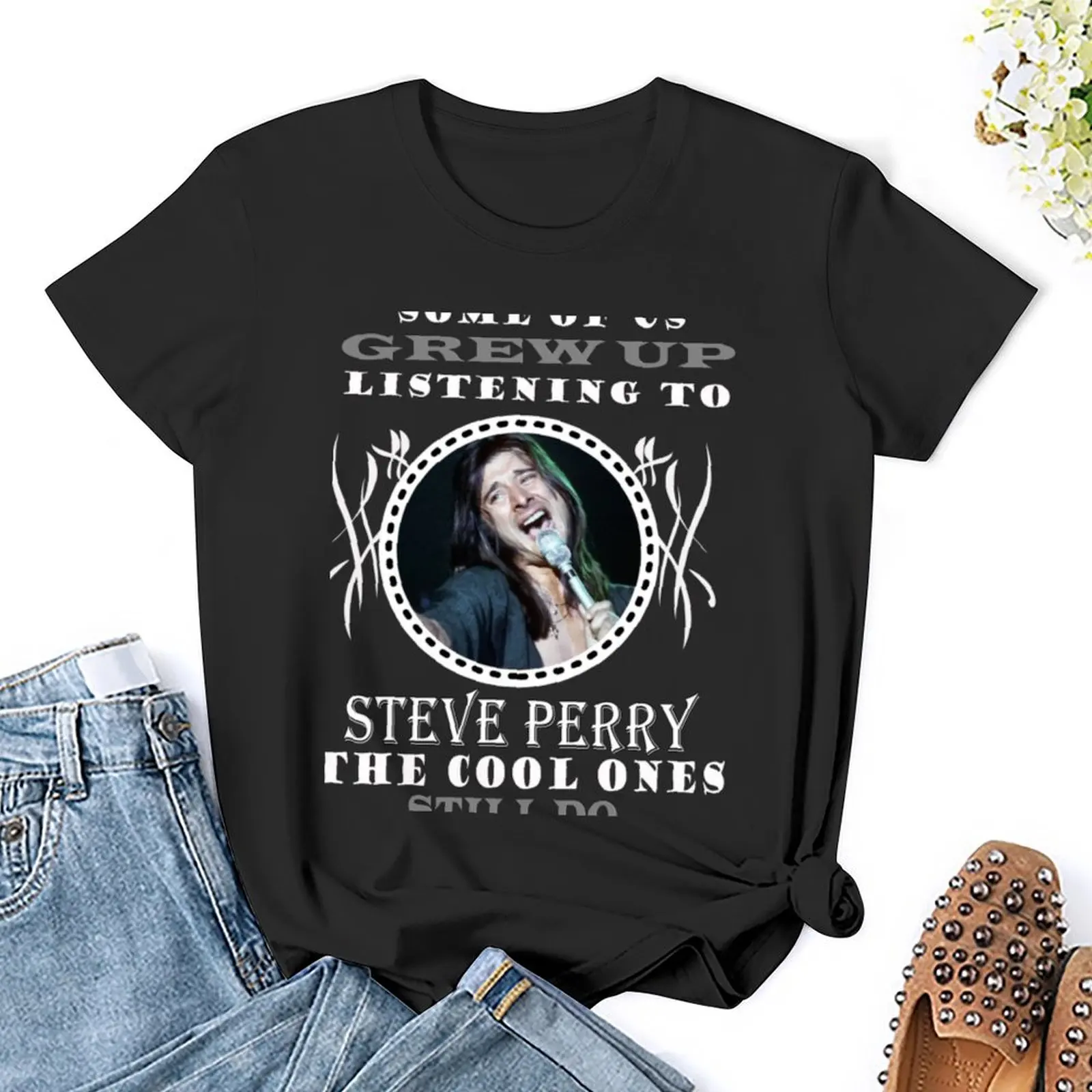 T-shirt de voyage en coton pour femme, vêtements Kawaii, surdimensionné, drôle, Steve Perry