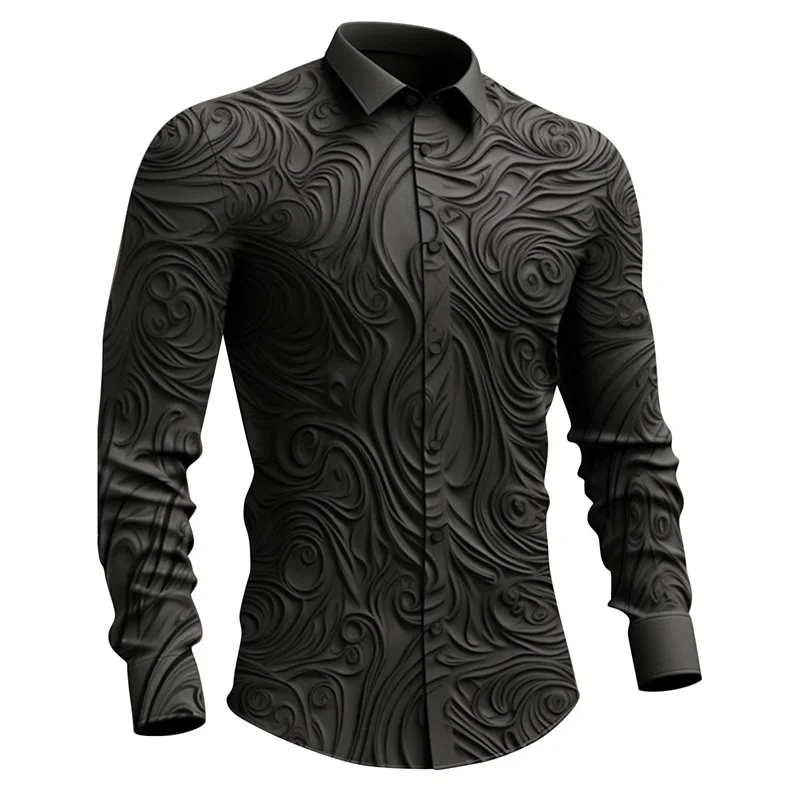 Men's Slim Long Sleeve Gothic Vintage Shirts 3D All Over Printed Totem Dress Shirt For Men Casual Plus Size Button Down T Shirt