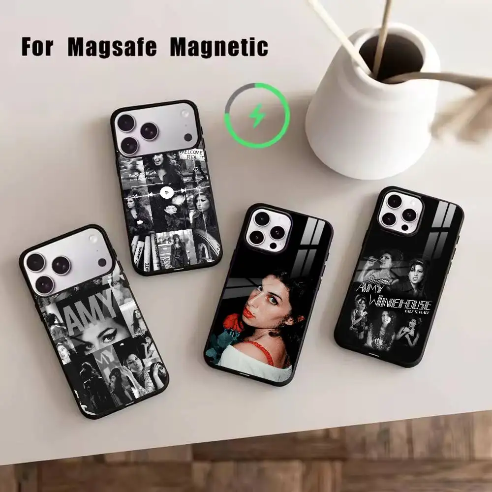 

Y2K A-Amy Winehouse Phone Case For iPhone17,16,15,14,13,12,11 Plus,Pro Magnetic For Magsafe Wireless Charging