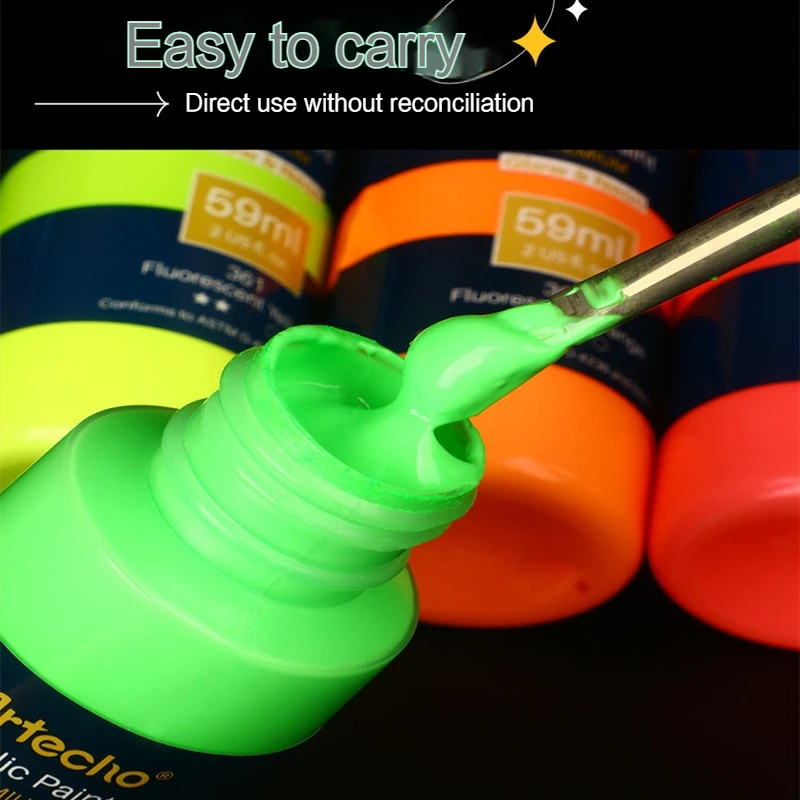 Pintura acrílica que brilla en la oscuridad, 59ML, para pared pintada a mano, creativa, Diy, ropa de vidrio, zapatos, pigmento de resina epoxi fluorescente luminosa