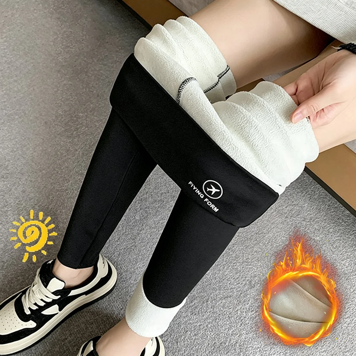 Winter Women Leggings Solid Warm Leggings Thicken Lambwool Hight Waist Fleece Keep Butt Lift High Stretchy Walking Pants