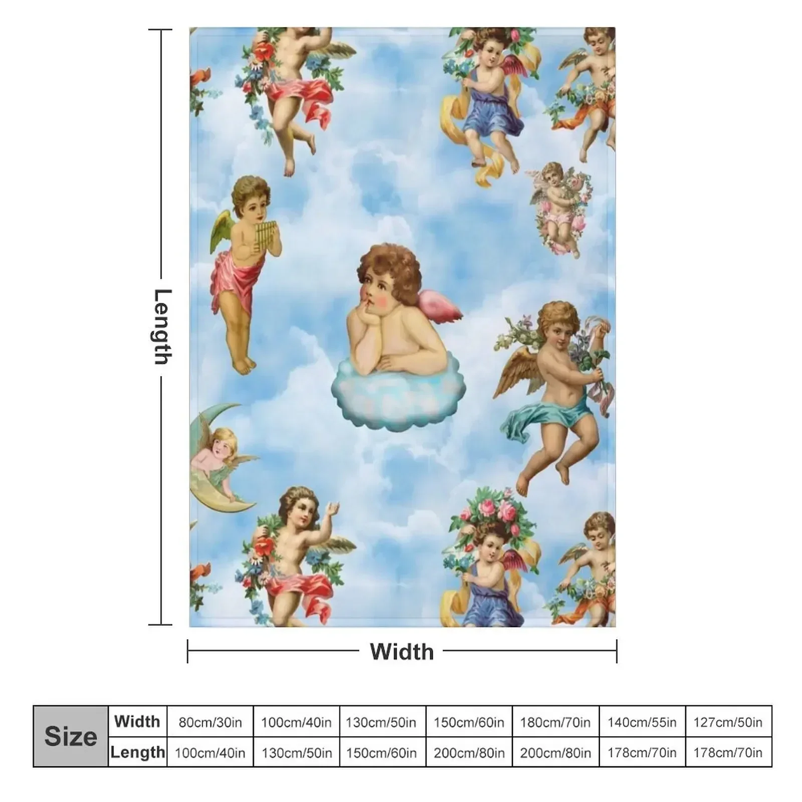 angel cherub clouds antique Throw Blanket couch cozy soft plush fuzzy picnic outdoor blanket
