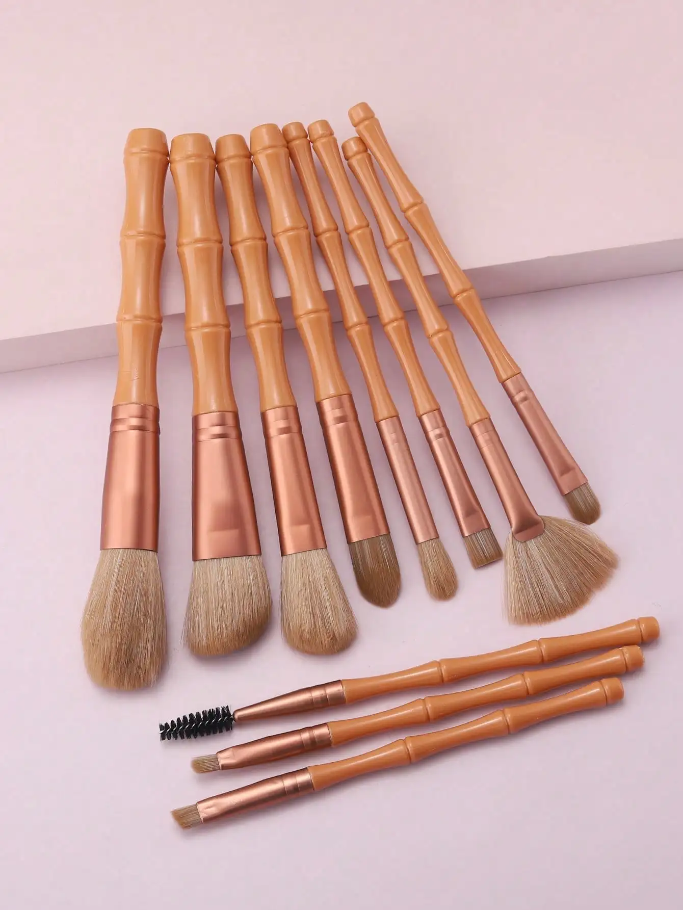 11Pcs Bamboo‑Shaped Handle Makeup Brushes Set Soft Bristles Foundation Blush Eyeshadow Eyebrow Brush Cosmetic Beauty  Tool Kit