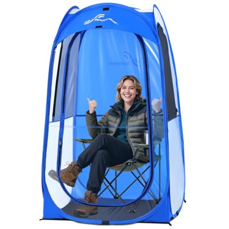 

Pop Up Sports Tent 3-Side Clear TPU Transparent Shelter All-Weather Warm Outdoor Bubble Pod with Instant Setup Portable Wind an