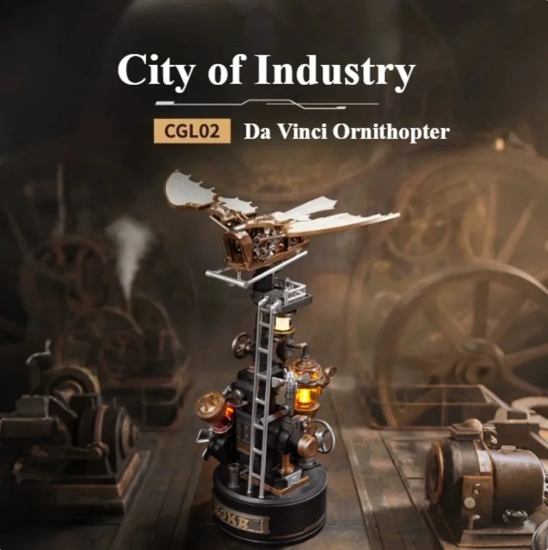 New Robotime Industrial City Da Vinci Ornithopter Mechanical Model DIY Assembly Desktop Ornament Action Figure Collection Gift