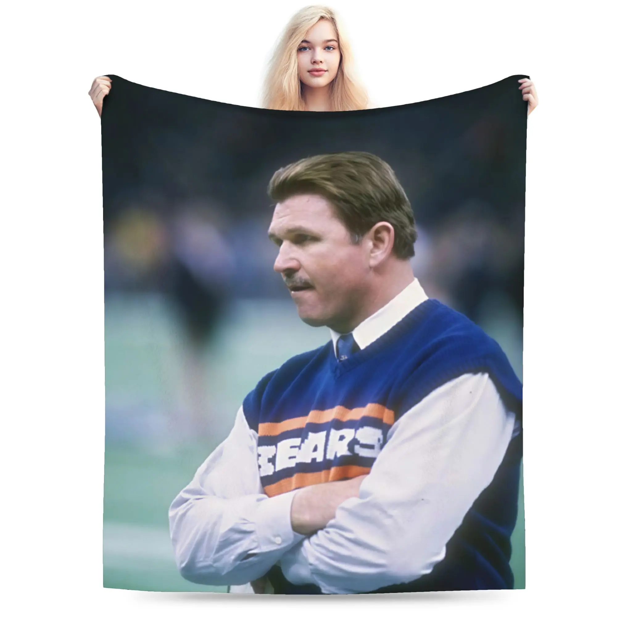 Super Soft RIP Mike Ditka Throw Blanket Premium Fleece Flannel Lightweight  Bed Blanket Cozy Fluffy Blankets All Season Use