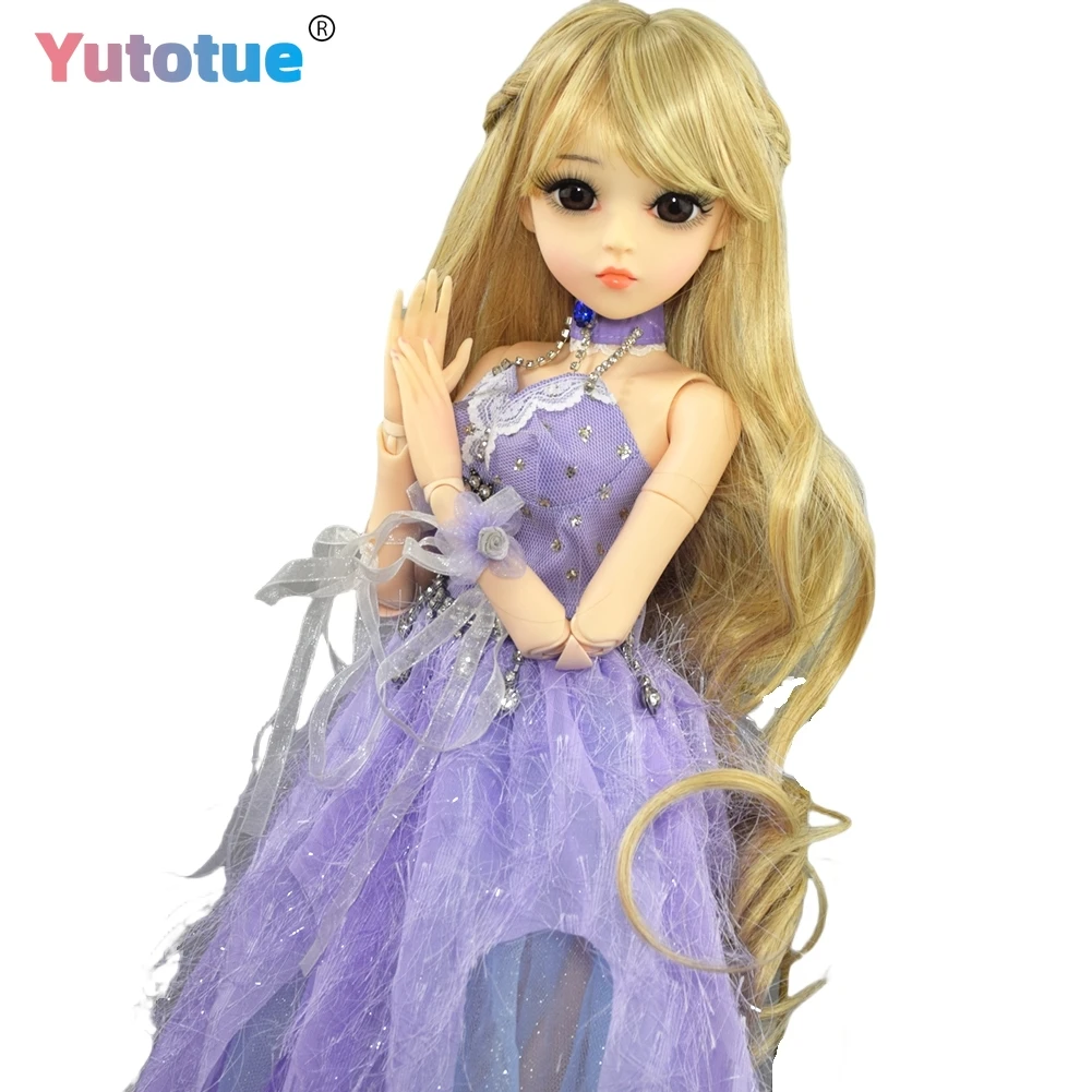 YUTOTUE 1/3 BJD Doll Toy 60cm Height Girl Doll with Princess Dress Shoes Curly Hair with Bangs Wigs Full Set Toy