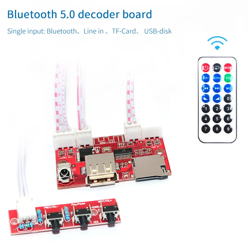 UNISIAN Bluetooth 5.0 decoder Board USB u-disk tf card Aux Signal input Support MP3  WMA WAV FLAC APE remote control DAC Decoder