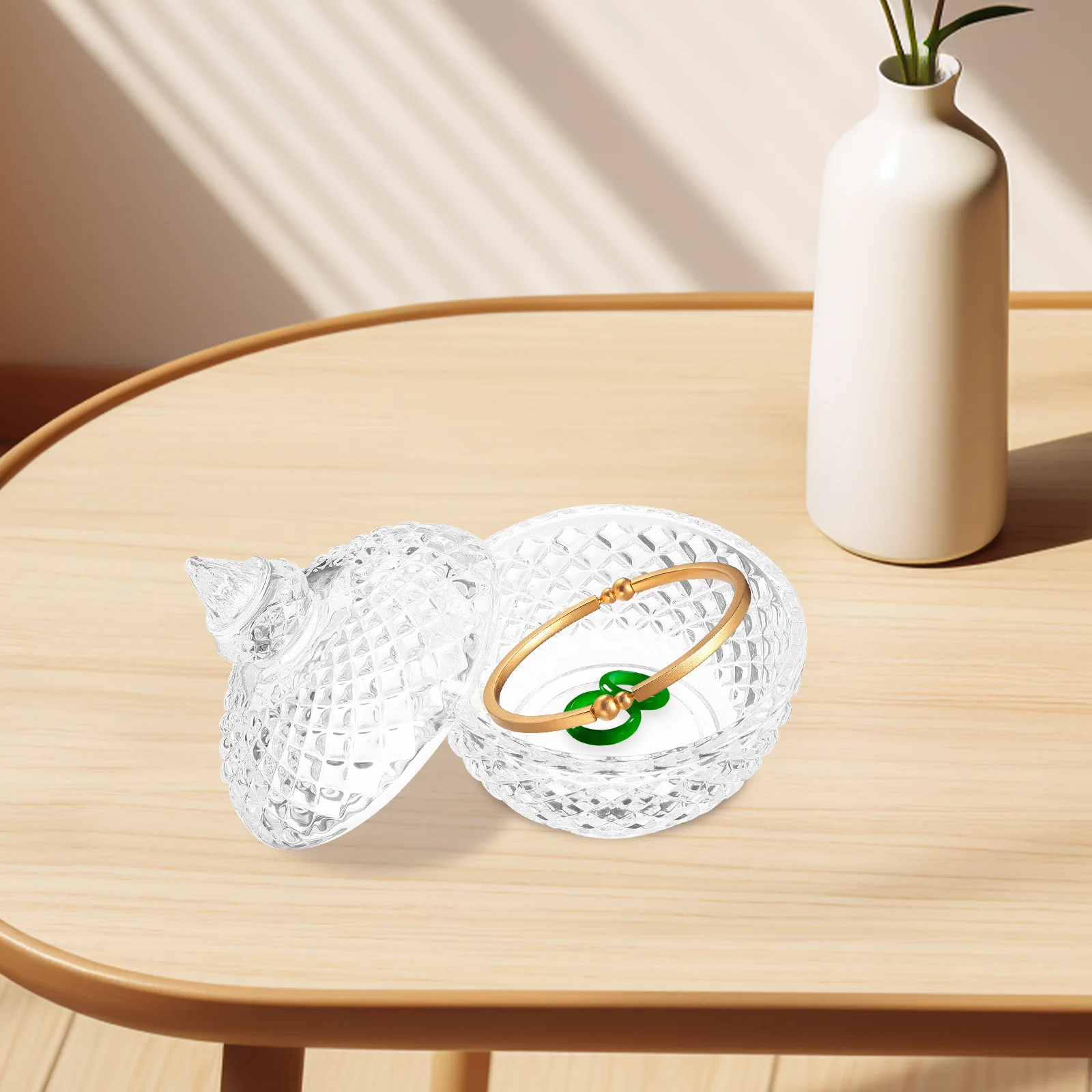 

Glass Jewelry Box Candy Storage Container Exquisite Organizer for Necklace Earrings Rings Elegant Home Decor Wedding Gifts