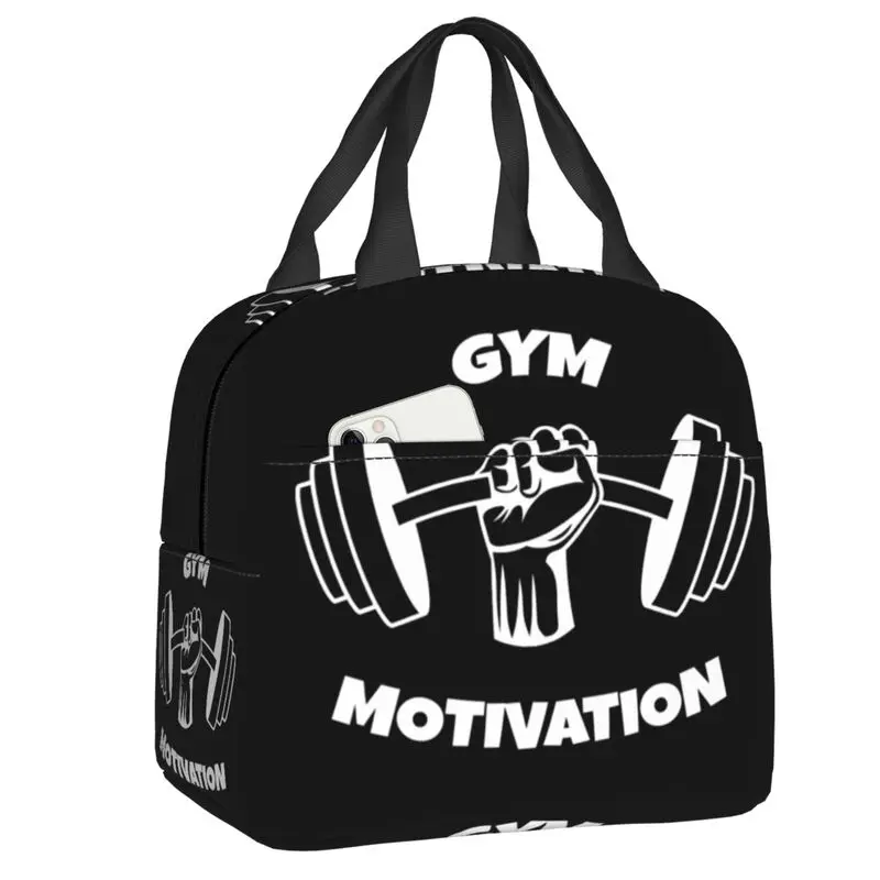 Gym Motivation   Dumbbell Insulated Lunch Bag for Camping Travel Bodybuilding Leakproof Cooler Thermal Lunch Box Women Children