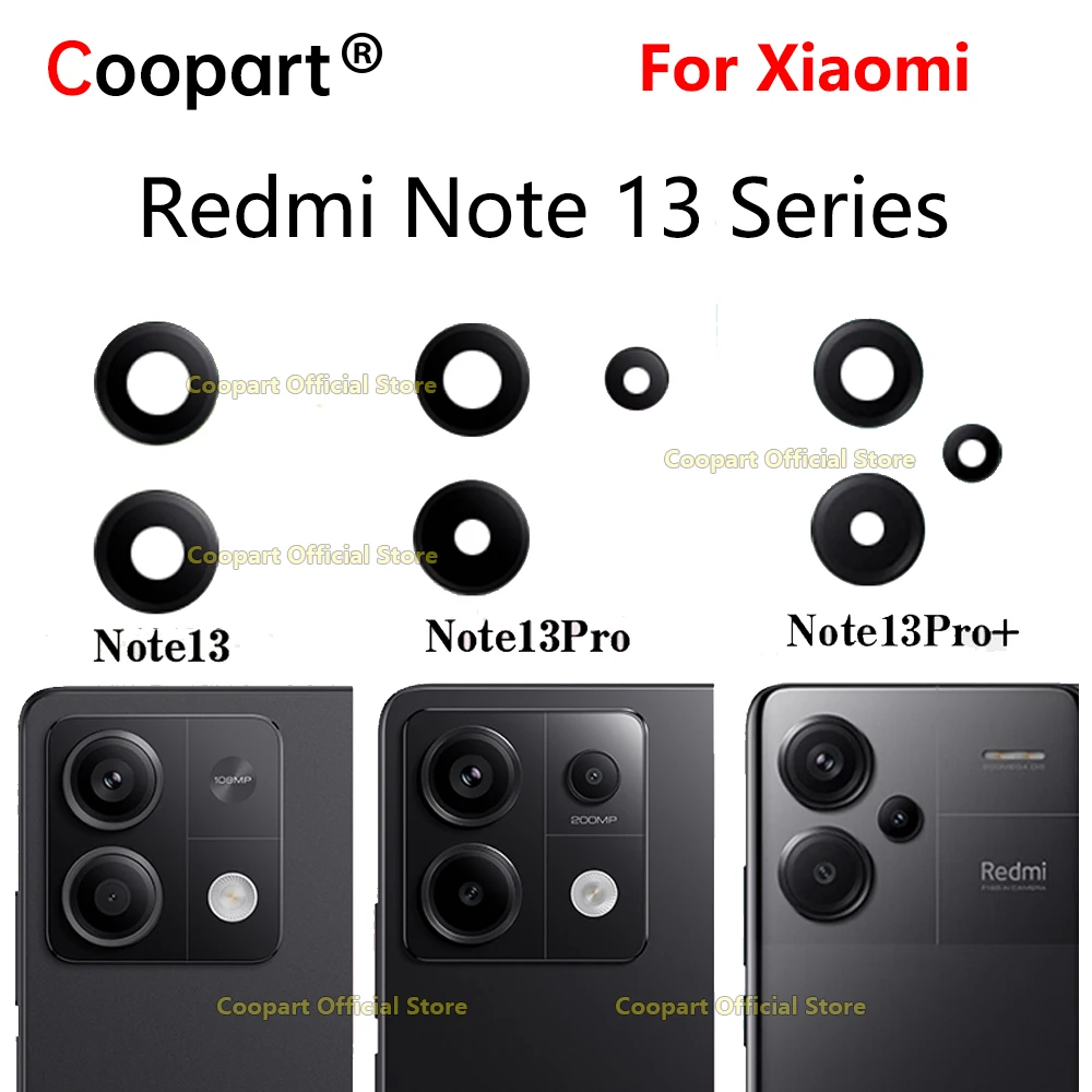 Coopart New Rear Back Camera Glass Lens For Xiaomi Redmi Note 13 Pro+ Plus 5G 4G Camera Cover Replacement with Adhesive Sticker