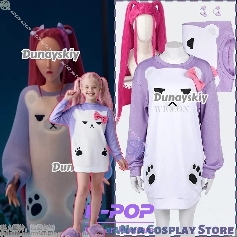 

Охотники Косплей Мира Kpop Демон Косплей Фиолетовый Пижамный Костюм Женщины Девушка Пижамы Маскировка Хэллоуин Вечеринка Костюм Дети 110-190 СМ