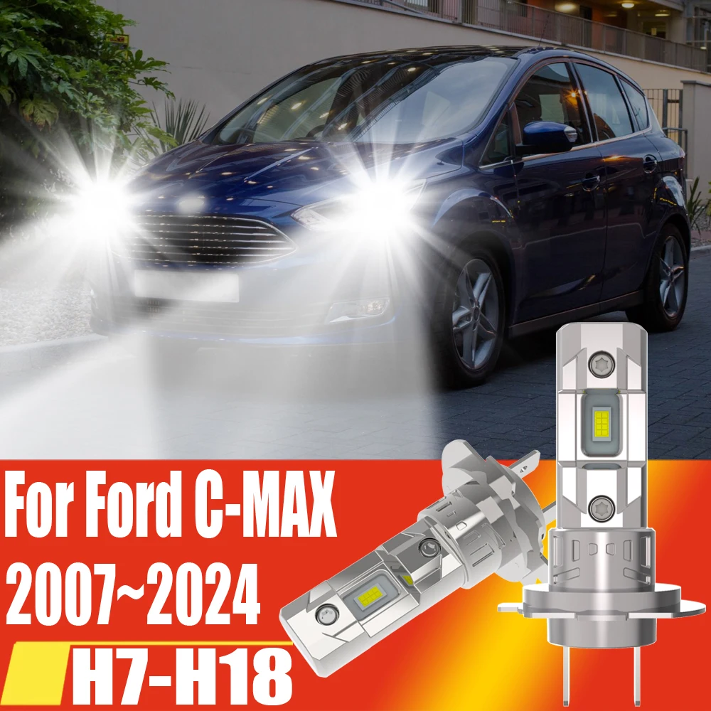 2pcs H7 Led Headlight Canbus High Power Car Bulb White Auto Fog Lights Moto Turbo Diode Lamp 12v For Ford C MAX C-MAX 2007~2024