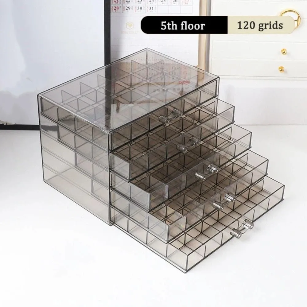 

120Grids Jewelry Storage Box Drawer Style Acrylic Jewelry Transparent Box Ring Earring Compartment Nail Art Organizer Box Vanity